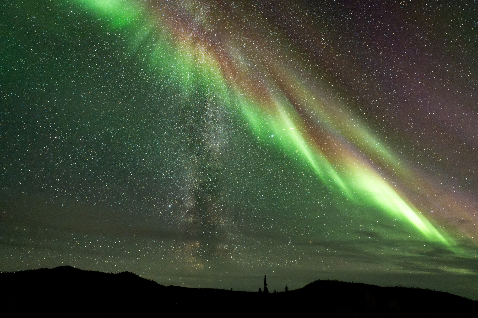 Aurora with the Milky Way in Alaska