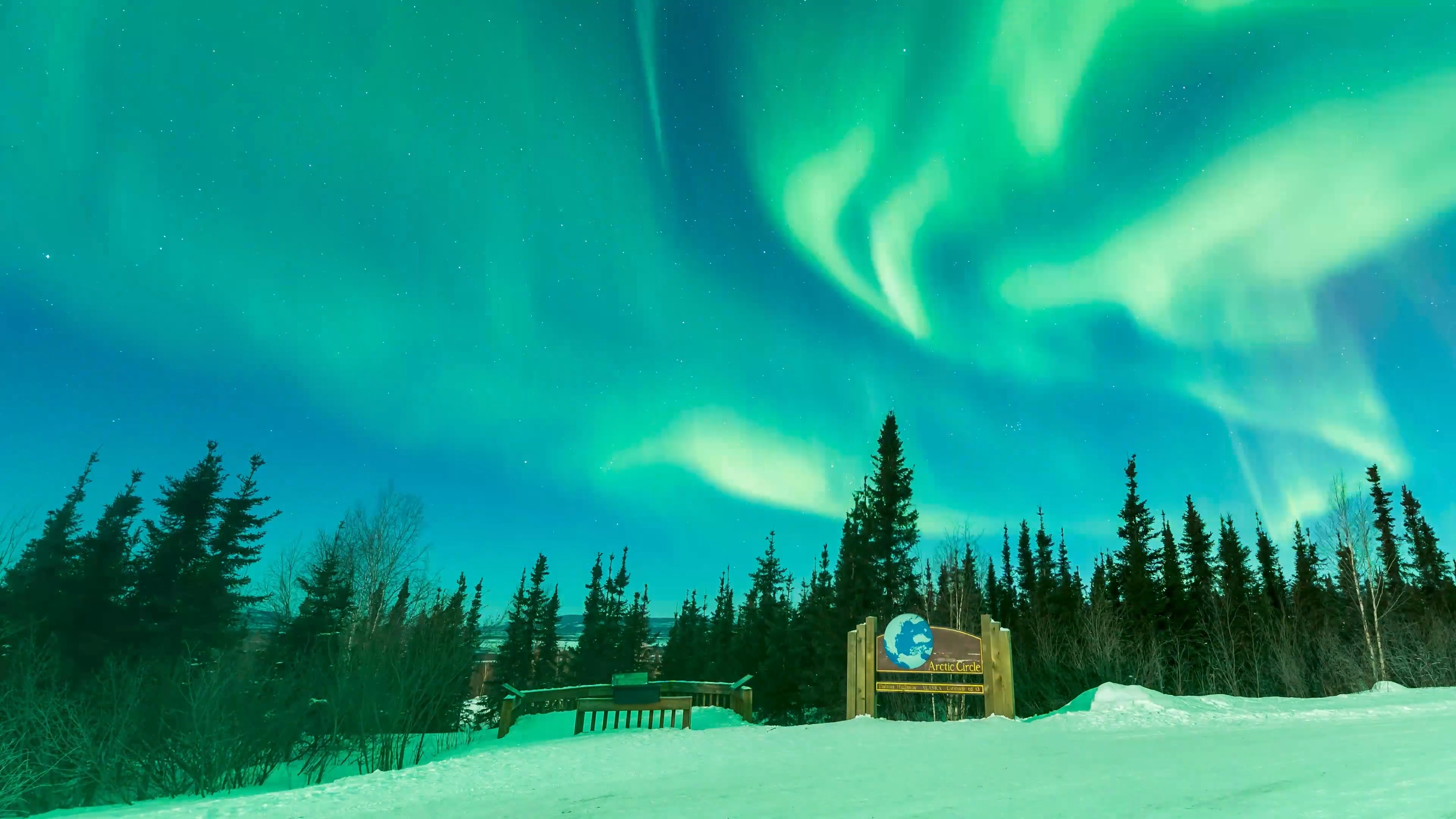 Timelapse video of the aurora borealis from Arctic Circle, Dalton Highway, Alaska.