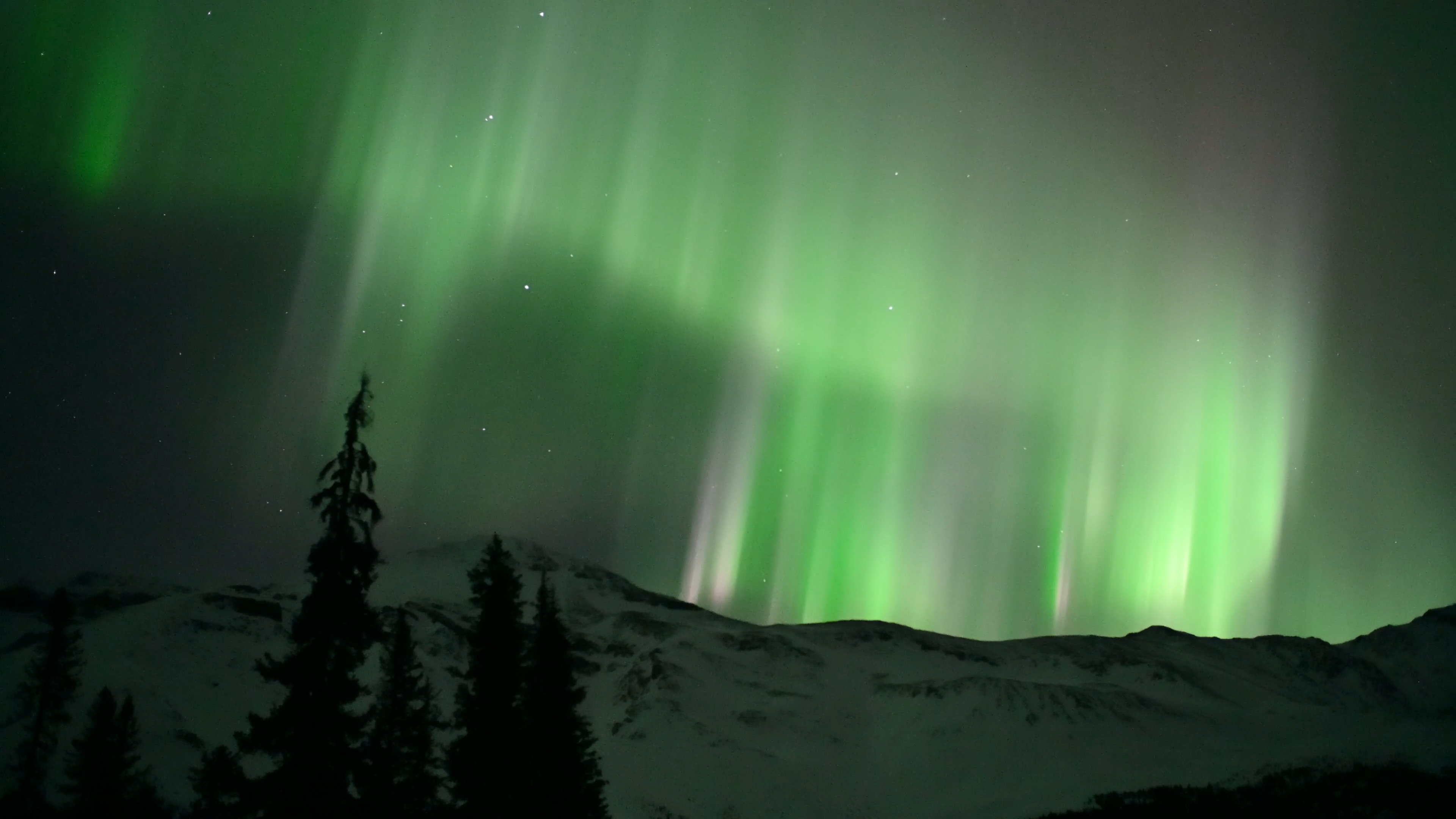 Real time video of aurora borealis during a geomagnetic storm from the Icefields Parkway, Alberta, Canada.